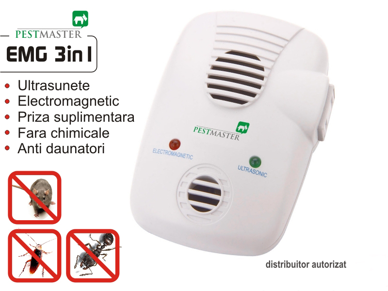 Aparat anti-daunatori Repel-EMG 3IN1 (cu unde electromagnetice) - 200 mp 